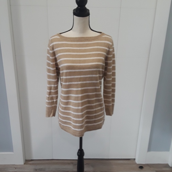 Talbots Sweaters - Talbots beige and white striped sweater